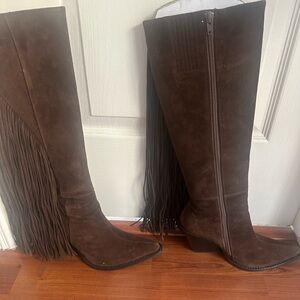 Jeffrey Campbell fringe suede boots
